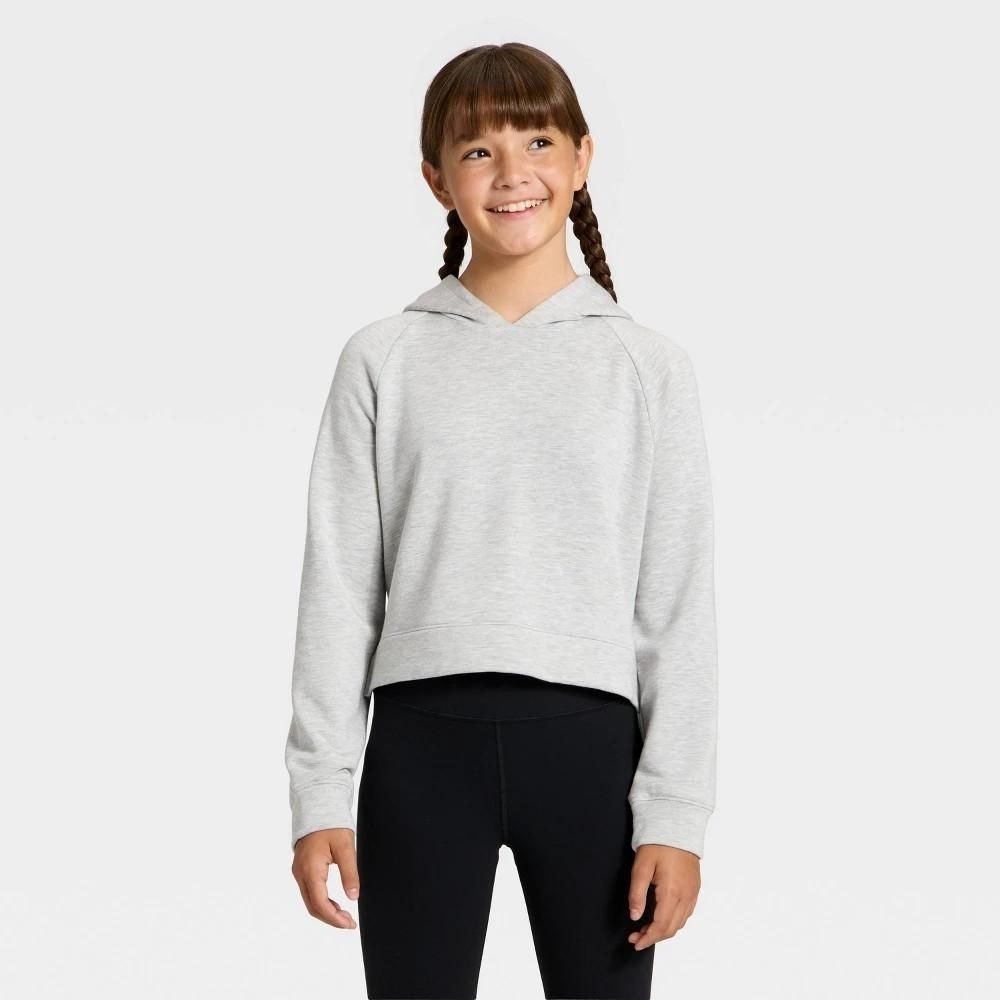 All in Motion Girls Modal Pullover Hoodie Heather Gray Size S 6-6X
